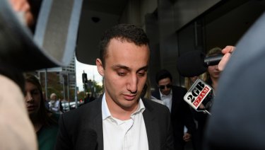 Luke Lazarus leaves court in Sydney after his acquittal.