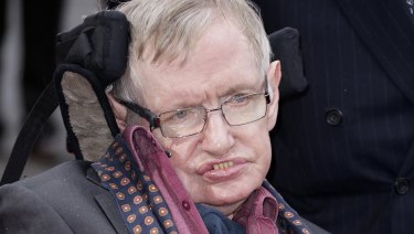 Professor Stephen Hawking at the Royal Albert Hall, London.