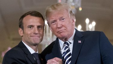 US President Donald Trump and French President Emmanuel Macron at the White House last week.