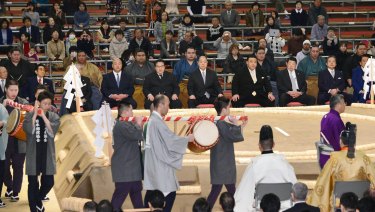 The Spring Grand Sumo tournament in Osaka. 