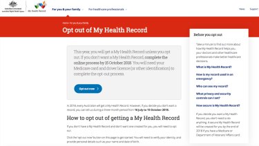 The My Health Record opt-out form.