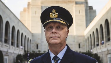 The outgoing chief of the Australian Defence Force, Air Chief Marshal Mark Binskin, at the Australian War Memorial on Thursday.