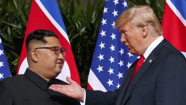 North Korean leader Kim Jong-un with US President Donald Trump.
