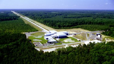 The LIGO interferometer in Livingston, Louisiana, is used to detect ripples in space-time. A giant laser is projected down a 4 kilometre tunnel, which lengthens as a ripple passes through.