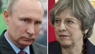 Vladimir Putin and British leader Theresa May.