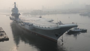 China's aircraft carrier leaves Dalian in northeast China's Liaoning Province.