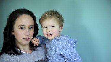 ‘‘There’s no point me going back to work, my salary would go to childcare’’: Cait Dooley with her son Dashiell. 