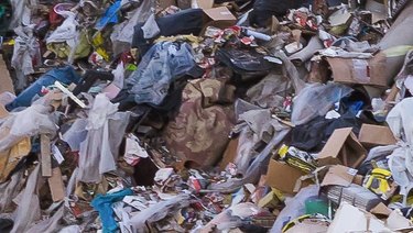 Garbage pile in landfill