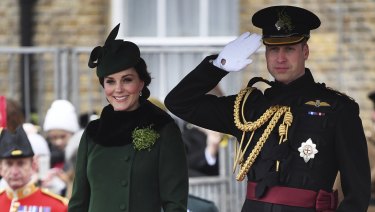 The Duke and Duchess of Cambridge arrive at the parade. 