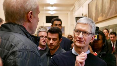Apple chief executive Tim Cook at the Apple event in Chicago. 