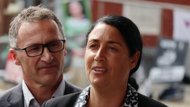 Greens candidate Alex Bhathal (right) and Greens senator Richard Di Natale before the Batman byelection.
