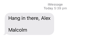 Text message from Senator Malcolm Roberts received by the journalist.