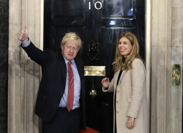 Britain's Prime Minister Boris Johnson and his partner Carrie Symonds.
