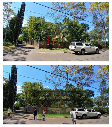 The existing site of a proposed 103-room boarding house in Frenchs Forest and an artist's impression of the development.