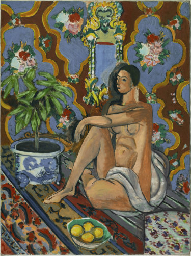 Henri Matisse,
‘Decorative figure on an ornamental ground (Figure décorative sur fond ornemental)’ 1925, is said to have exhausted both the painter and sitter.