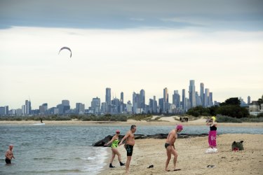 The last day of winter didnâ€™t deter these swimmers at Brighton Beach.