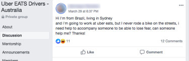 Cause for concern: One user who had recently signed up to Uber asked if a fellow rider would "accompany" him on their first job. 