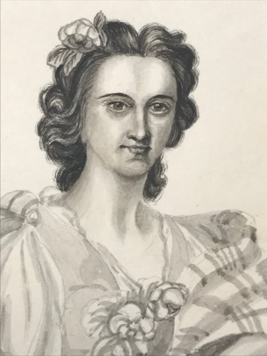 A self-portrait of Charlotte Waring Atkinson - the great-great-great-great-grandmother of Kate Forsyth - from her 1848 sketchbook.
