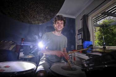 Year 11 student Matthew Nolan plays percussion in a musical ensemble at Ringwood Secondary College. 