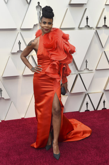 Hannah Beachler arrives at the Oscars at the Dolby Theatre in Los Angeles. 