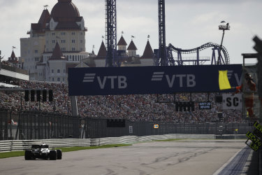 Home straight: Mercedes’ Formula One championship leader Lewis Hamilton during the Russian Grand Prix at the Sochi Autodrom in 2019.