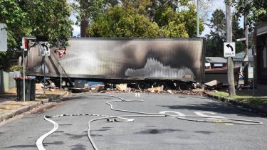 The aftermath of the truck crash. 