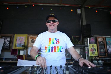 Albanese performing a DJ set during an event in his electorate in Marrickville in 2017.