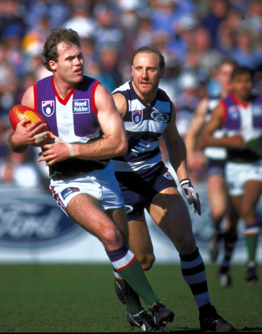 Stephen O’Reilly and Gary Ablett in 1995.