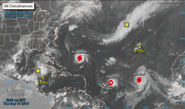 Apart from Florence, two other storms were spinning in the Atlantic.