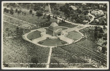 An aerial view of the dedication ceremony in 1934.