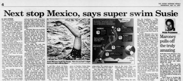 The Sydney Morning Herald’s coverage of Maroney’s amazing swim, May 14, 1997.
