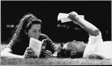 The top rankers: Katherine and Arthur relax after getting their HSC results in January 1991.