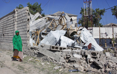 The scene of the attack on a government building. 