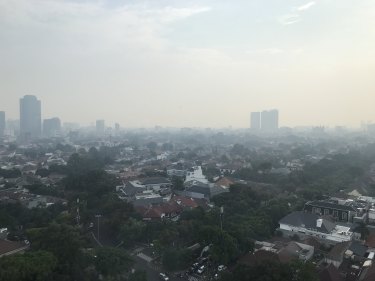 Pollution hangs heavy over the Indonesian capital, Jakarta.