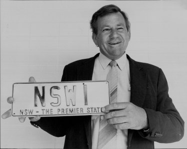 Mr John Trlin of John L Motors who was successful in gaining the ‘NSW 1’ number plate in the ballot. December 15, 1981.