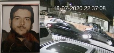 Adrian Pacione and CCTV of a car thought to be linked to the shooting