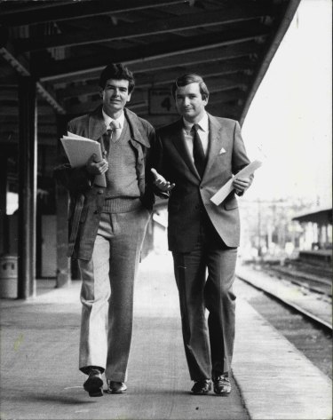 Terry Metherell and Nick Greiner in July 1988. 