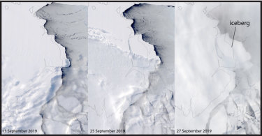 The Amery Ice Shelf iceberg calving sequence.