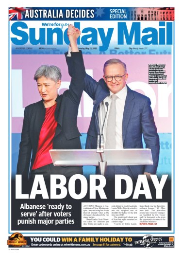 The front page of Sunday Mail.