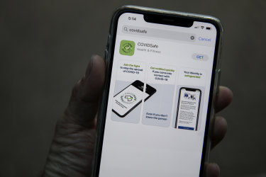 The COVIDsafe tracing app launched by the Australian government in response to the COVID-19 coronavirus pandemic seen on a mobile phone.