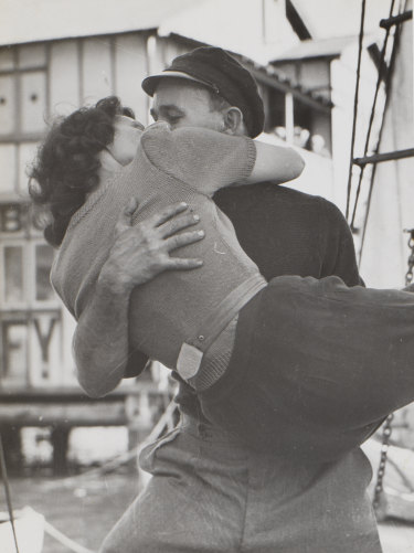 Jack and Kathleen embrace before his departure on the 18-month circumnavigation.