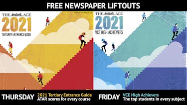 Get your copy of the 2021 tertiary entrance guide and VCE high achievers lift-out in The Age tomorrow.