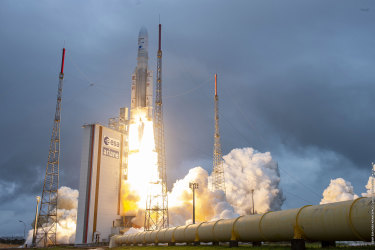 Arianespace’s Ariane 5 rocket with NASA’s James Webb Space Telescope onboard, lifts off on Saturday. 