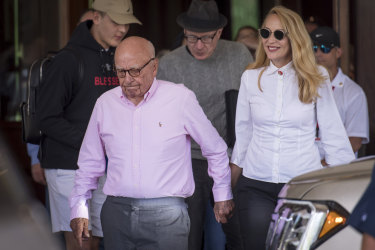 Rupert Murdoch and his wife Jerry Hall last month.