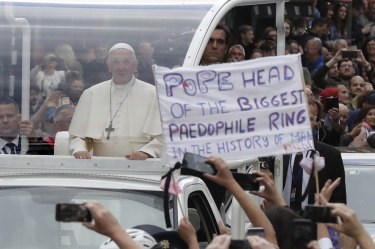 Anger from protesters as Pope Francis arrives in Ireland.