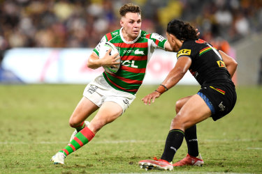 Rookie Blake Taaffe played well for the Rabbitohs on Saturday night.