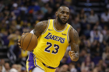 NBA star LeBron James in action with for the Los Angeles Lakers in March 2019.