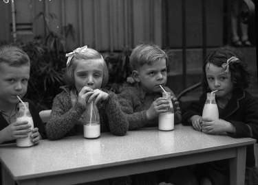 Some not so happy participants in Australia’s school milk program at Blackfriars Infants School in Chippendale in the 1970s.