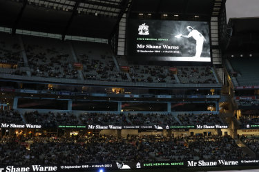 Vale: The Shane Warne memorial service on Wednesday.