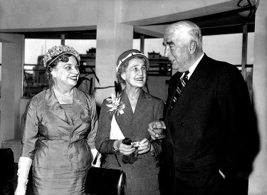 The Prime Minister with wife Dame Patti Menzies (middle) and Lady Elizabeth Fysh at the opening.